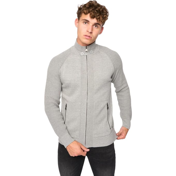 Crosshatch Heren Birchin gebreide trui met volledige rits (Grijs)