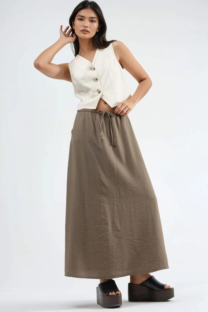 Hoge Taille A-Lijn Maxi Rok