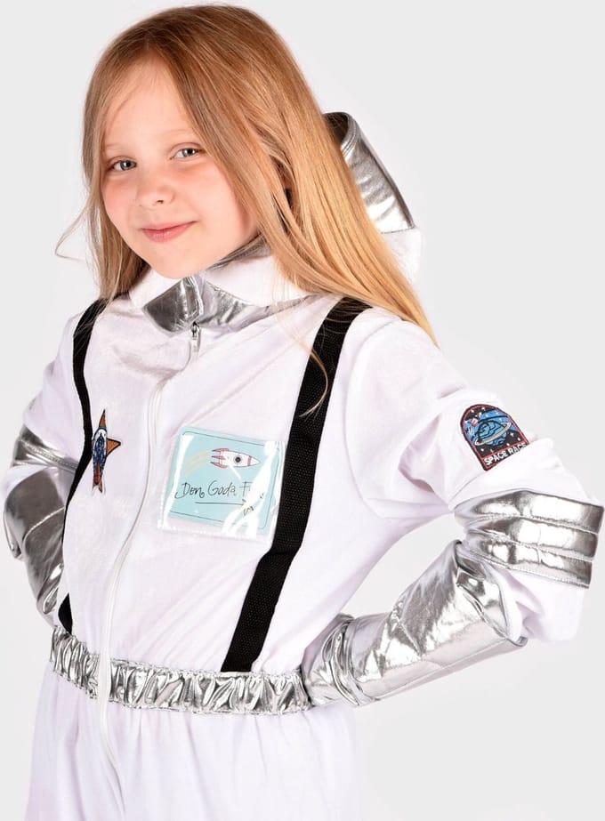 Den Goda Fen Verkleedkledij Astronaut Kostuum - 110cm - 4 jaar - Wit
