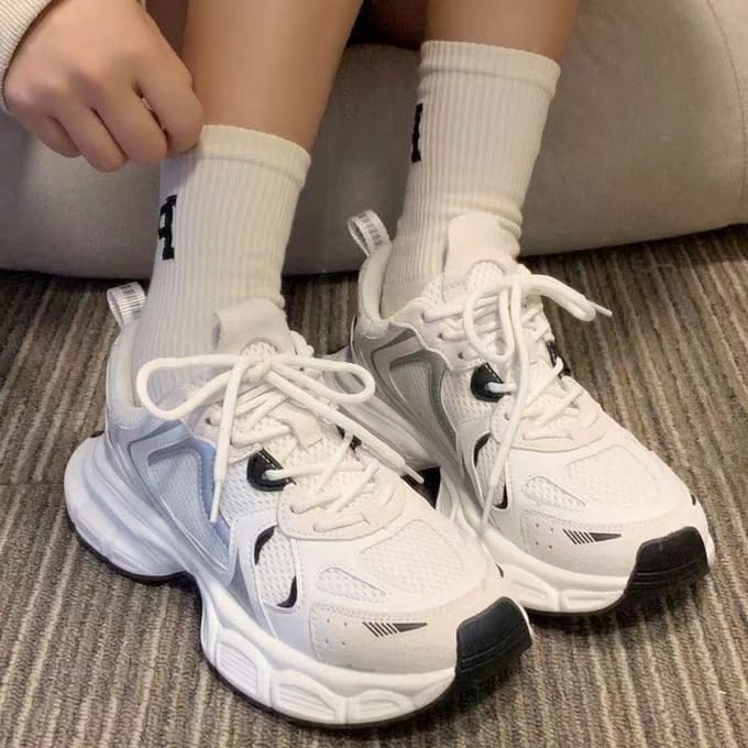 Mode Femme Baskets Légères en Mesh Souple Chaussures Respirantes à Semelle Épaisse 35 blanc