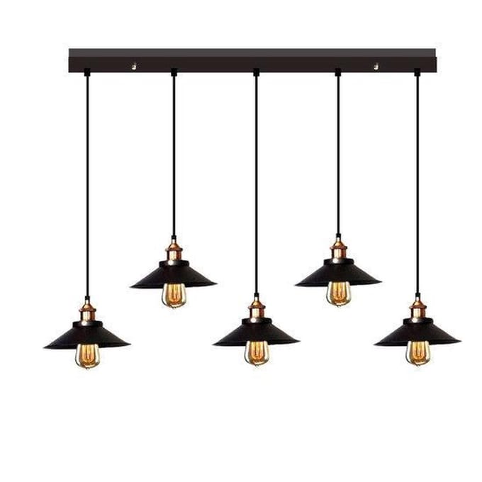 Industrieel Design - Hanglamp - 5 Kappen - Ø 18,5 cm - Zwart