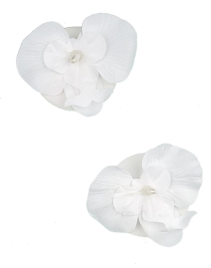 HOBI - 2 witte drijvende orchideeën 6 x 8 cm met centrale parel