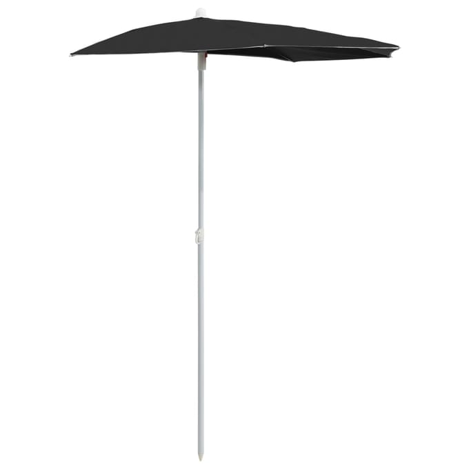 vidaXL - Parasol - half - met - paal - 180x90 - cm - zwart