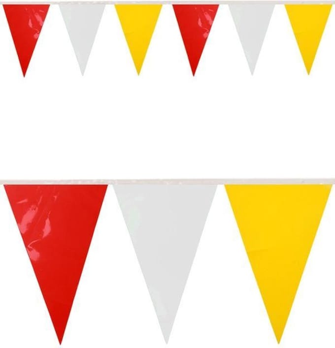 PVC vlaggenlijn rood/wit/geel 10 meter