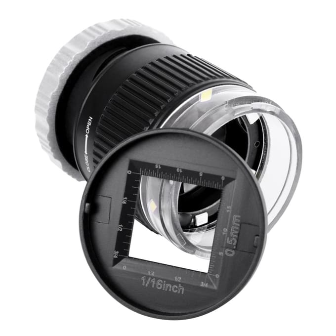 LED-schaalloep 30X verstelbare vergroting Vergrootglas Metalen cilindertype spiegel met kleine schaal wit