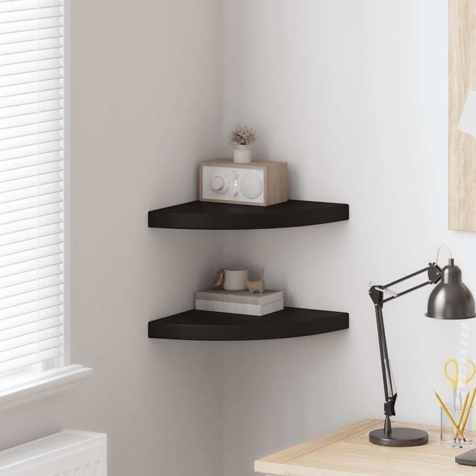 vidaXL - Hoekschappen - zwevend - 2 - st - 35x35x3,8 - cm - MDF - zwart