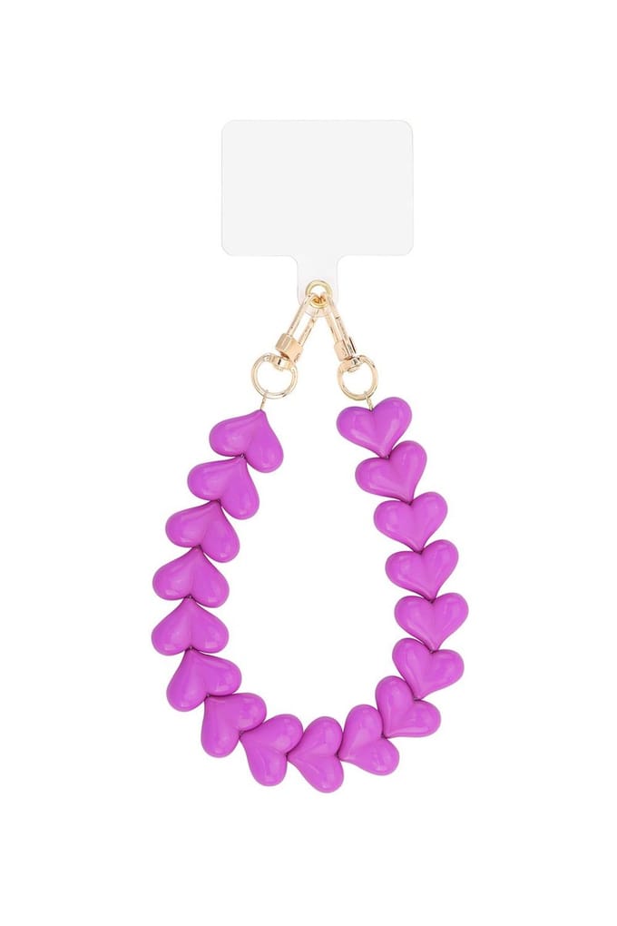Bijoutheek Telefoonkoord Hartjes Fuchsia