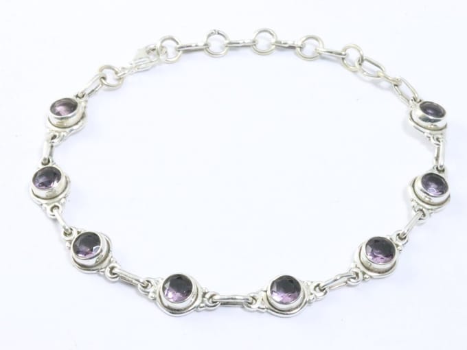 Fijne zilveren armband met amethist