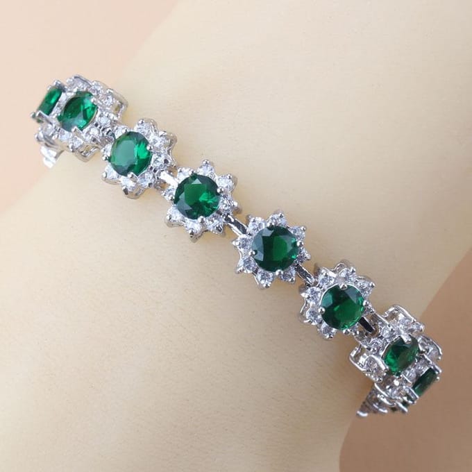 Groene Zirkonia Armbanden Kwaliteit Dames Bruiloft Mode gray