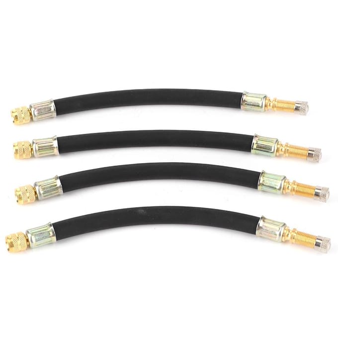 4 stuks Bandventielverlengadapter Transfer Flexibele Opblaasslang Auto Universeel 190mm black