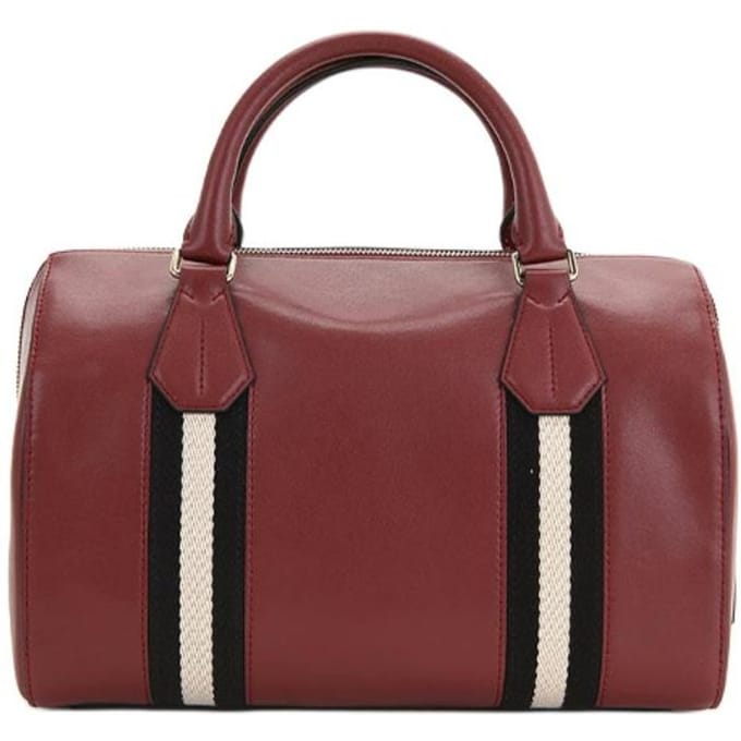 Bally Rode En Witte Gestreepte Mode Boston Leer Crossbody Handtas Dames handtas Donkerrood 6219689-00524 Basic Set (Bag+Dust Bag) brown