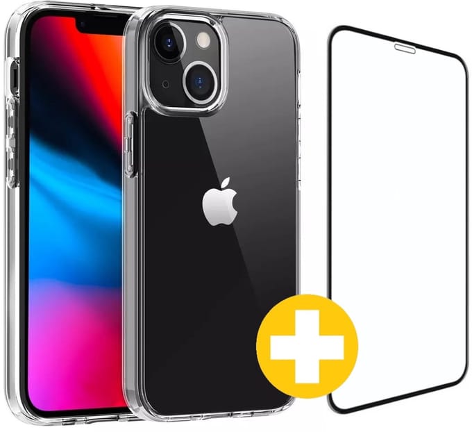 Hoesje en Screenprotector Combi Geschikt Voor iPhone 14 - Transparant Hoesje + Premium Screenprotector