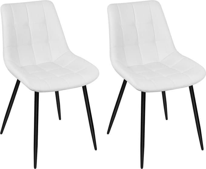 PIPIPOXER-Eetkamerstoel - Set Van 2 -metalen poten+Kunstleer, Wit