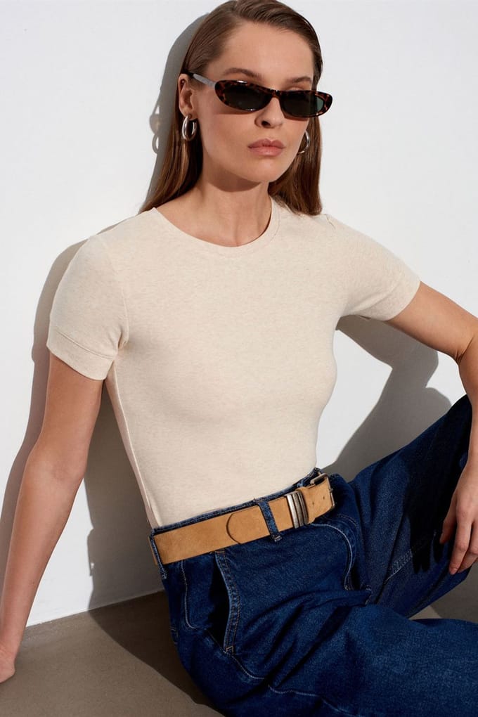 Dames Slim Fit Crew Neck T-Shirt