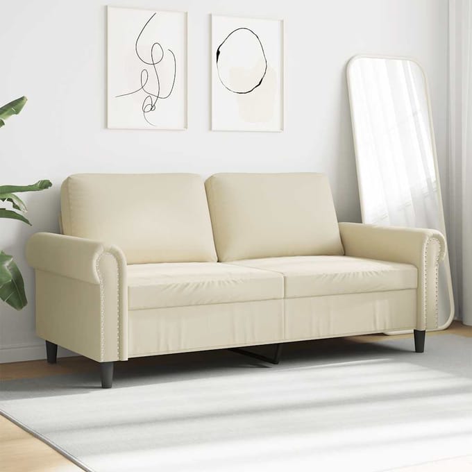 vidaXL - Tweezitsbank - 140 - cm - kunstleer - crèmekleurig
