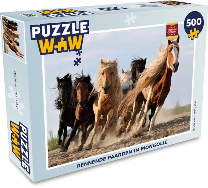 Puzzel Rennende paarden in Mongolië - Legpuzzel - Puzzel 500 stukjes