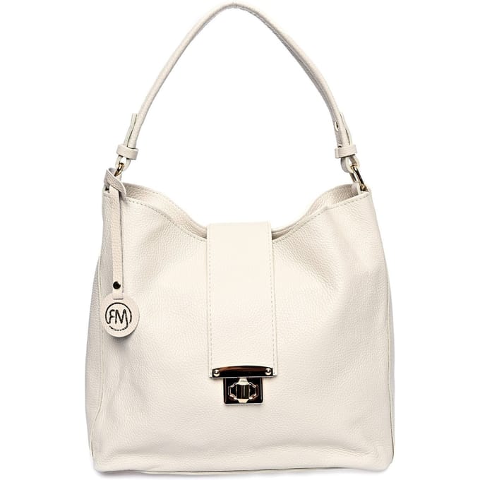 Roberta M Beige Rundleer Tas