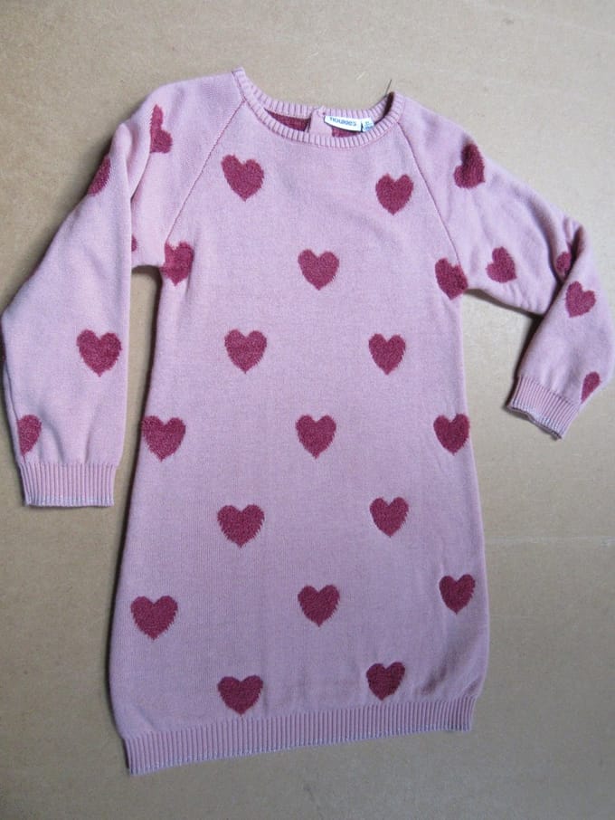 noukie's jurk , gebreid rose hartjes 3 jaar 98