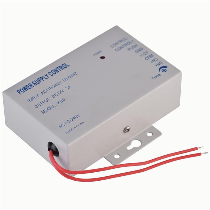 Ingang AC110V-240V Uitgang DC 12V 3A 30W Voeding Controller voor Deur Toegangscontrolesysteem gray
