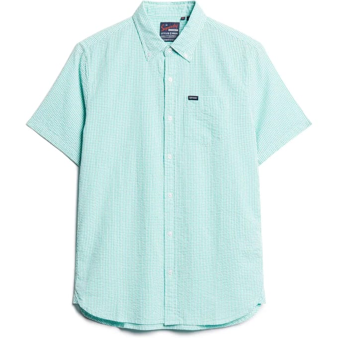 Superdry - Seersucker overhemd met korte mouwen - Heren - Shirts