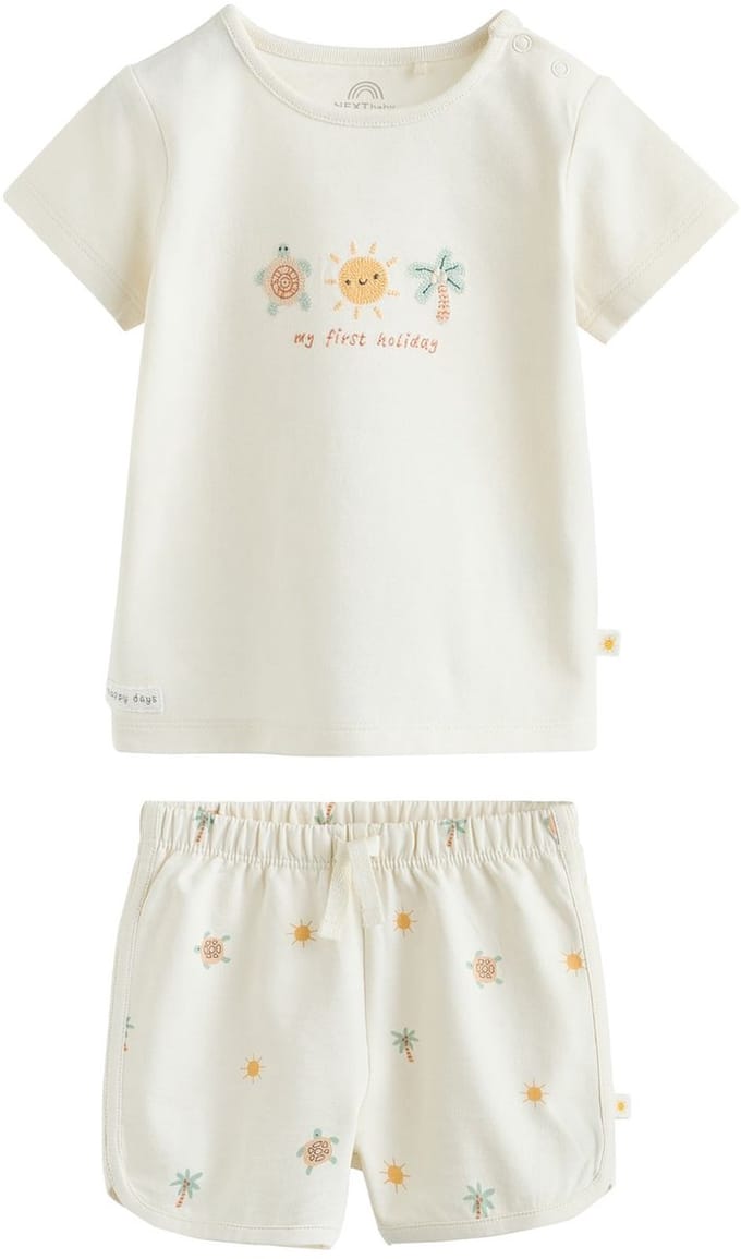 Next - Pasgeboren unisex - Babyset van top en short - Crème
