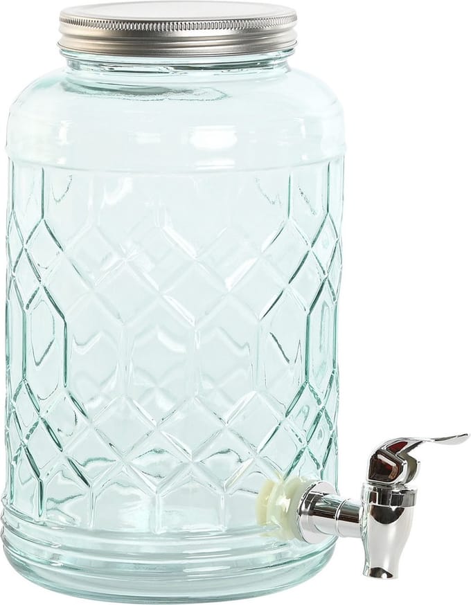 Items Drank dispenser Beverages Tap - 3.6 Liter - bewerkt glas/metaal - tapkraan/deksel