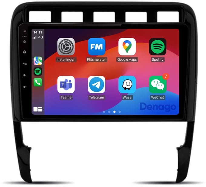 CarPlay autoradio geschikt voor Porsche Cayenne | 2002 t/m 2010 | Android 16 | Draadloos Apple CarPlay & Android Auto | 2GB + 32GB | QuadCore processor | Denago DNG-A208 | 2025 model | 2002 2003 2004 2005 2006 2007 2008 2009 2010 | Bluetooth & Wifi