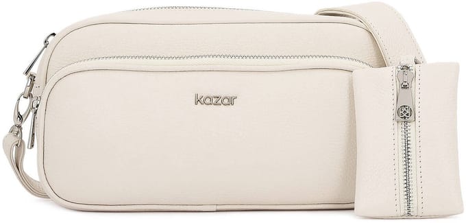 White leather handbag with pouch