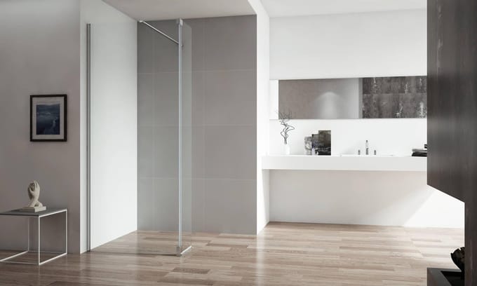 Saqu Modulo Douchewand - met Zijwand Incl. Antikalk 110x30x210 cm - Aluminium - Inloopdouche