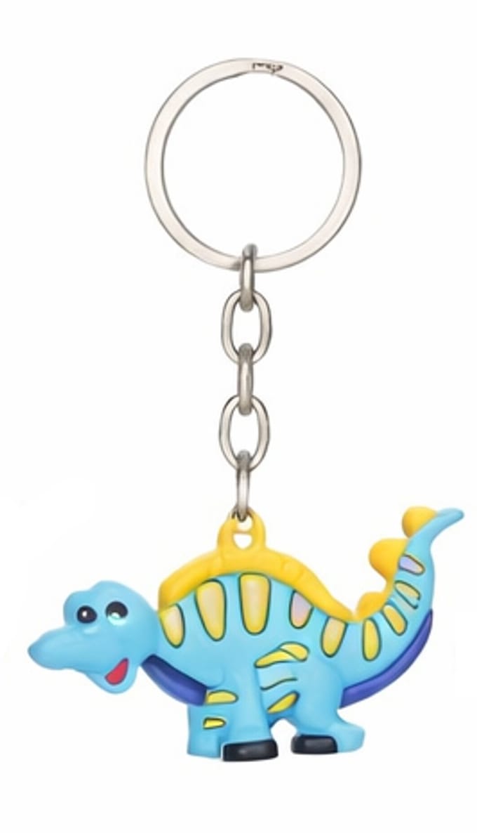 Dino Sleutelhanger 3D – Stegosaurus Blauw – Dino Dinosaurus Tas Accessoire – Sleutelbos