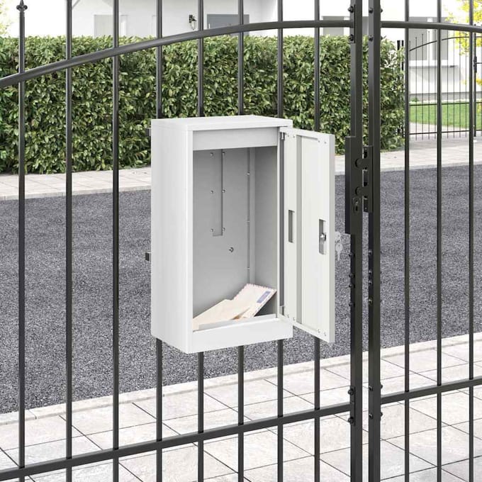 vidaXL - Brievenbus - met - opslag - met - de - deur - Wit - 30 - x - 20 - x - 55 - cm - Staal
