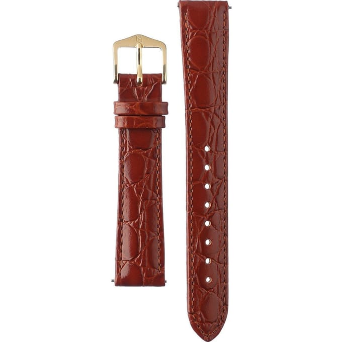Hirsh Horlogeband -  Crocograin Goudbruin - Leer - 16 mm