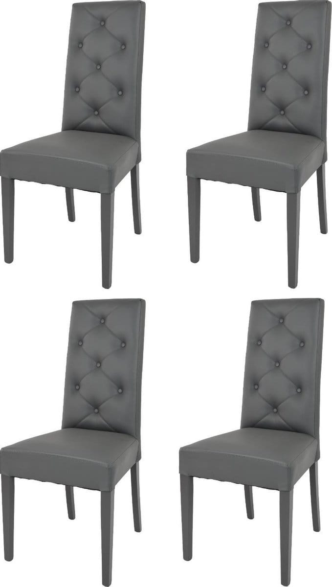 Tommychairs Chantal - Eetkamerstoelen - Set van 4 - Donker Grijs - Kunstleer & Hout