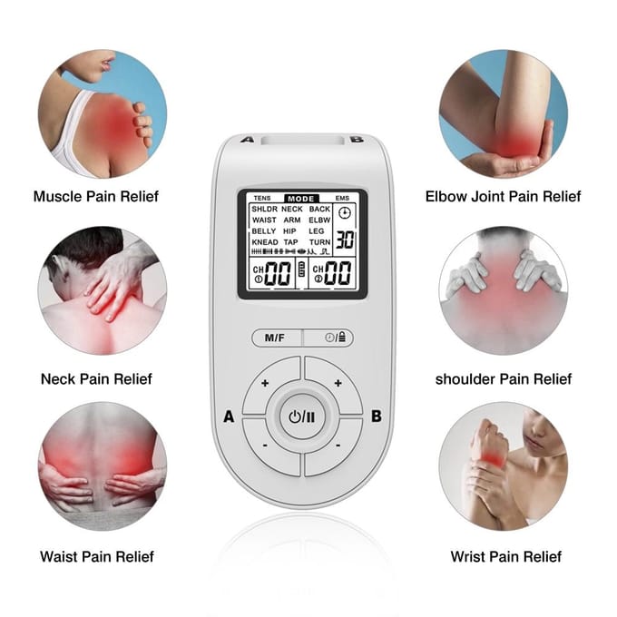 Appareil de massage corporel TENS à 24 modes Masseur du dos pour tout le corps Électrostimulateur musculaire à 40 niveaux Relaxation Soins de santé blanc