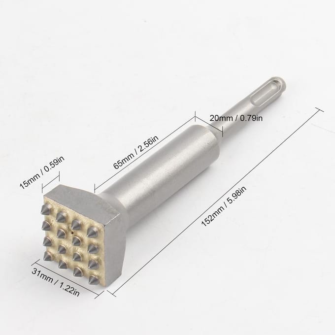 Elektrische hamerbeitel voor oppervlakteruwen Percussiehamerbeitelgereedschap voor muurbeton zilver