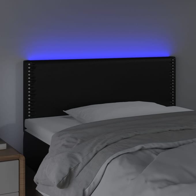 vidaXL - Hoofdbord - LED - 100x5x78/88 - cm - kunstleer - zwart