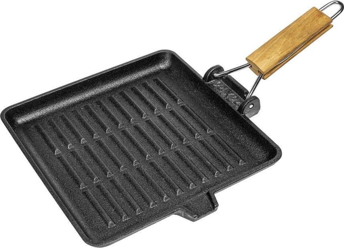 Gietijzeren pan, vierkant 24 cm