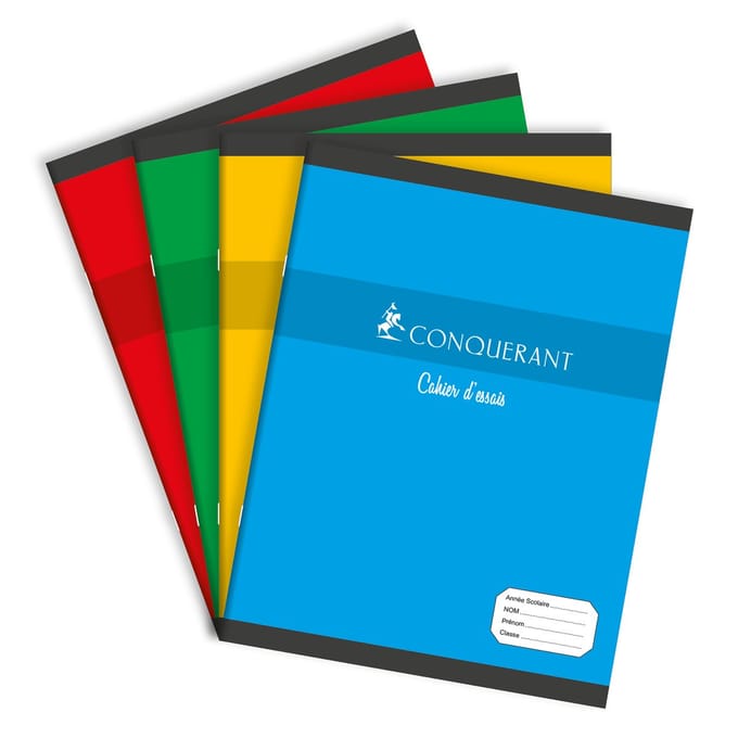 Conquerant 100105224 schrijfblok & schrift 96 vel Rood, Groen, Geel, Blauw