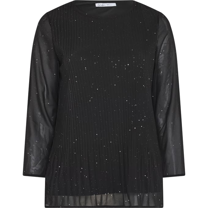 Yours London Zwarte Metallic Blouse Met Plooien Size 52