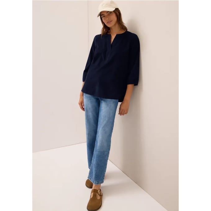 Corduroy blouse met gespleten hals