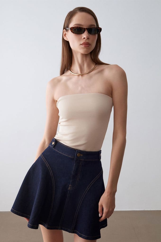 Hoge Taille Mini Skater Rok