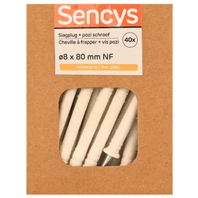 Sencys Slagplug Nylon - Diam. 8x80mm - 40 Stuks