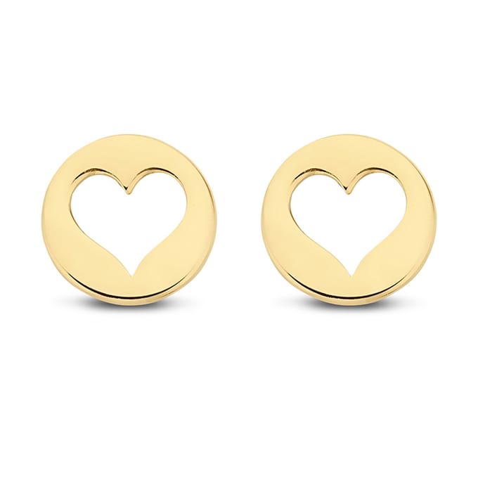 New Bling Goud 9NBG-0036 - Oorknop Rondje met Open Hartje - 7mm - Goud