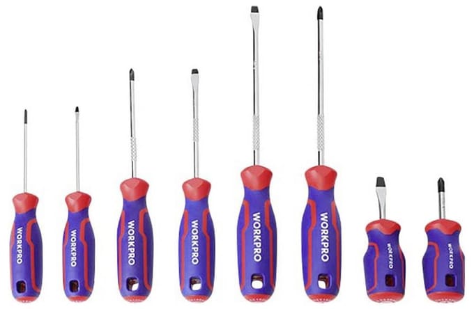 WORKPRO WP200505 Schroevendraaierset – 8-delig – Magnetisch – Chroom-Vanadium – Antislip Handgreep PH0, PH1, PH2