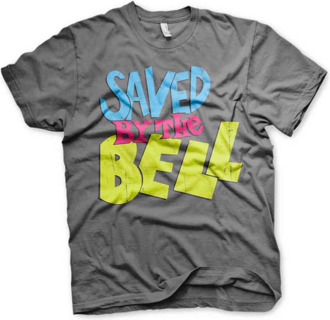 Saved By The Bell Heren Tshirt -M- Distressed Logo Grijs