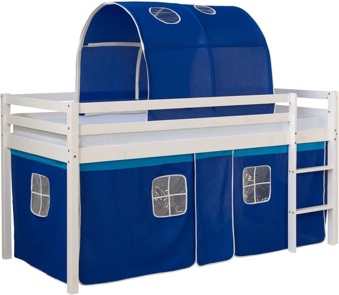 Homestyle4u Hoogslaper - 90x200 cm - Blauw - Ladder