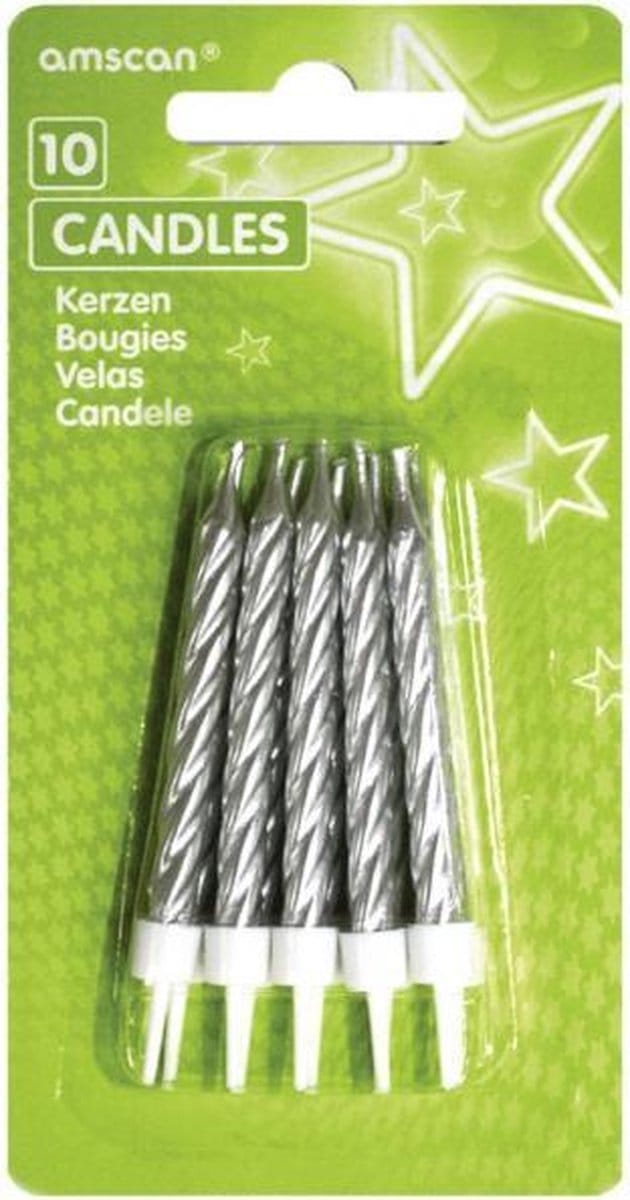 Amscan Verjaardagskaarsjes Spiral 6,3 Cm Zilver 10 Stuks