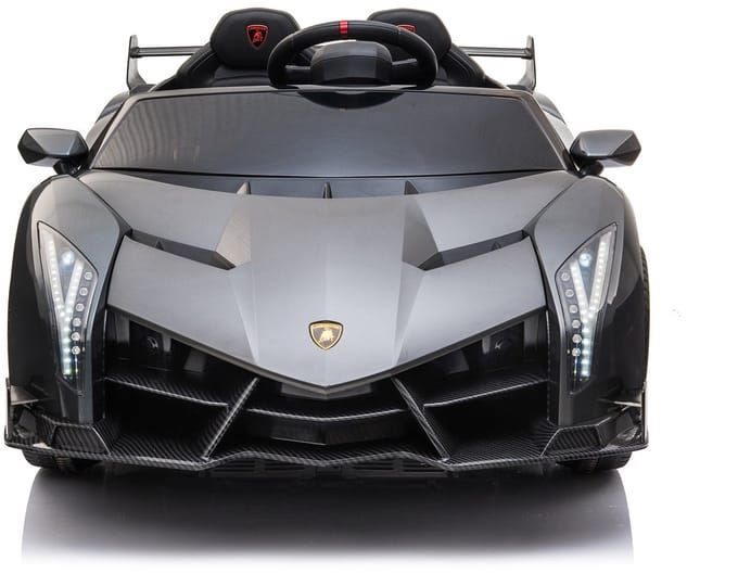 Lamborghini Veneno - Elektrische Kinderauto - 12V - met Afstandsbediening - 2 Persoons - 4x4 - Grijs