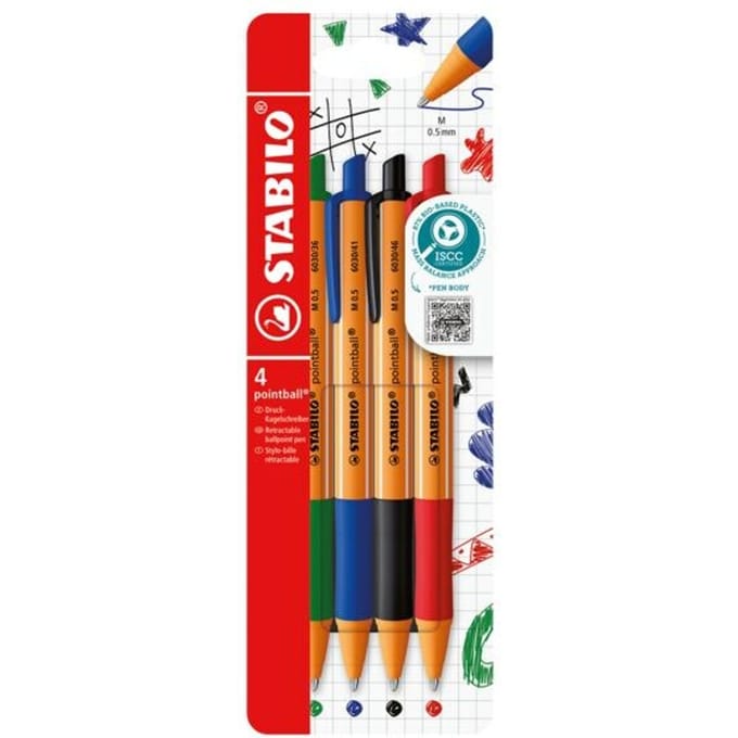 STABILO pointball - Balpen - Navulbaar - Etui Met 4 Kleuren