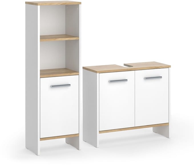 Vicco Badkamermeubelset Karli, Wit/Goudkleurig Eiken, 2-delig